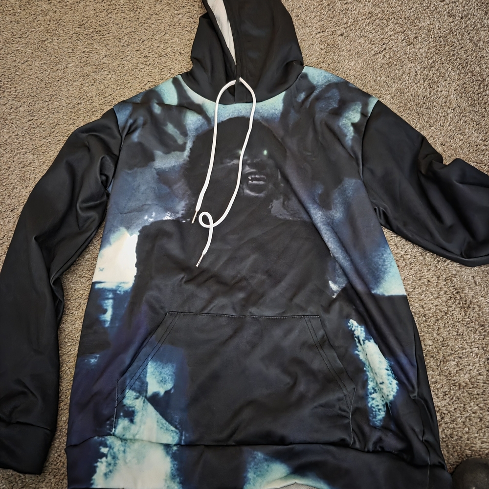 SHEIN Black and Blue Artistic Hoodie
